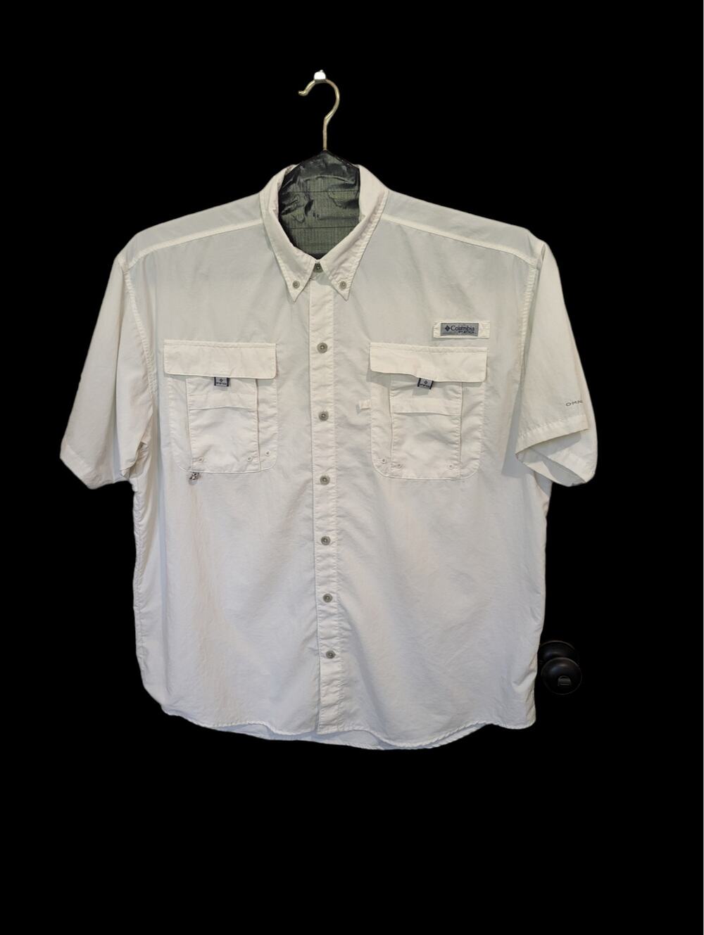 Columbia PFG Button Up Shirt Mens Large Short Sleeve Fishing White